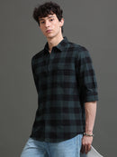 Men Smart Slim Fit Buffalo Checks Checked Casual Shirt