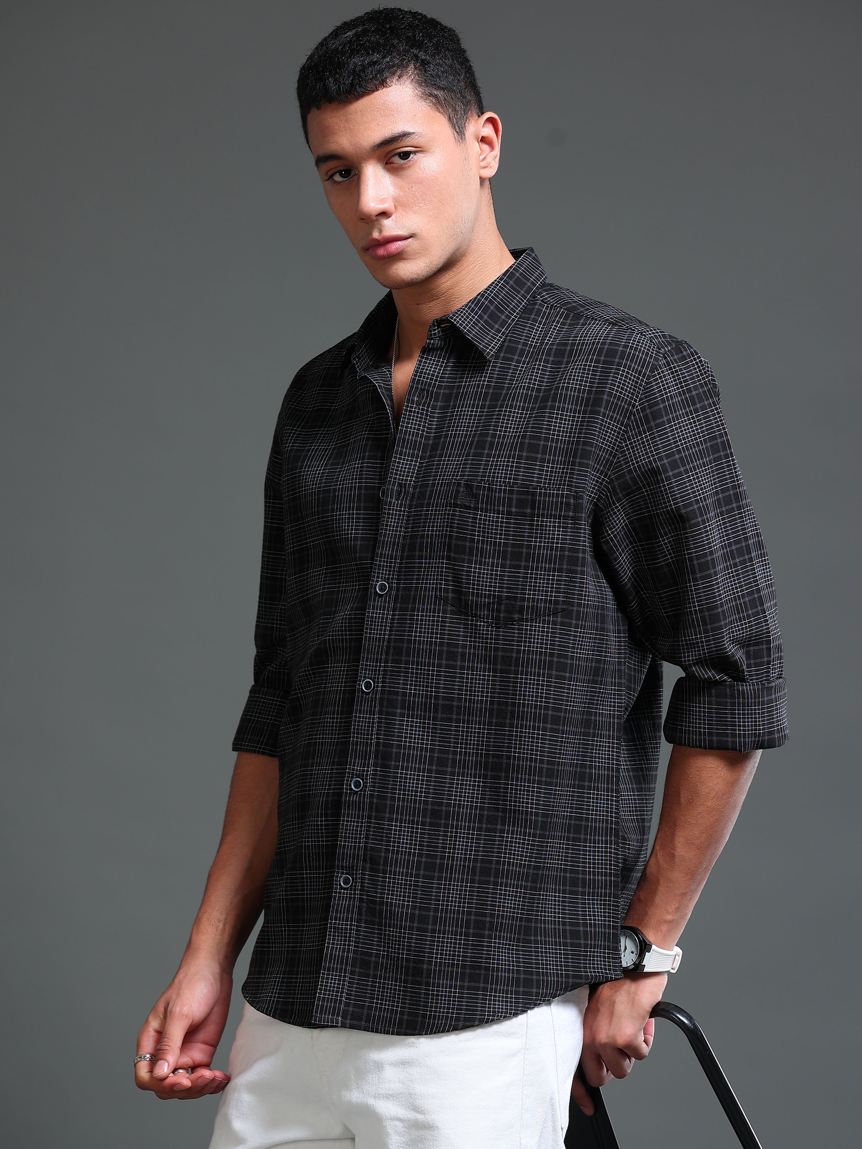 Men's Premium Oxford Black Checks Shirt