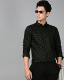 Smart Slim Fit Floral Printed Spread Collar Cotton Casual Shirt