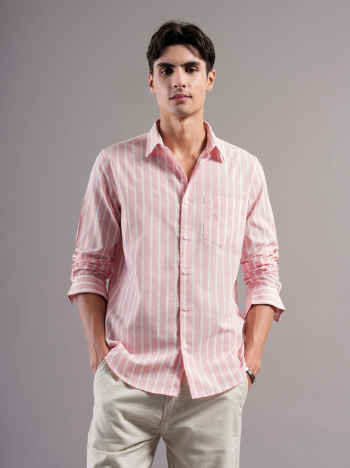 Men Smart Slim Fit Striped Casual Shirt