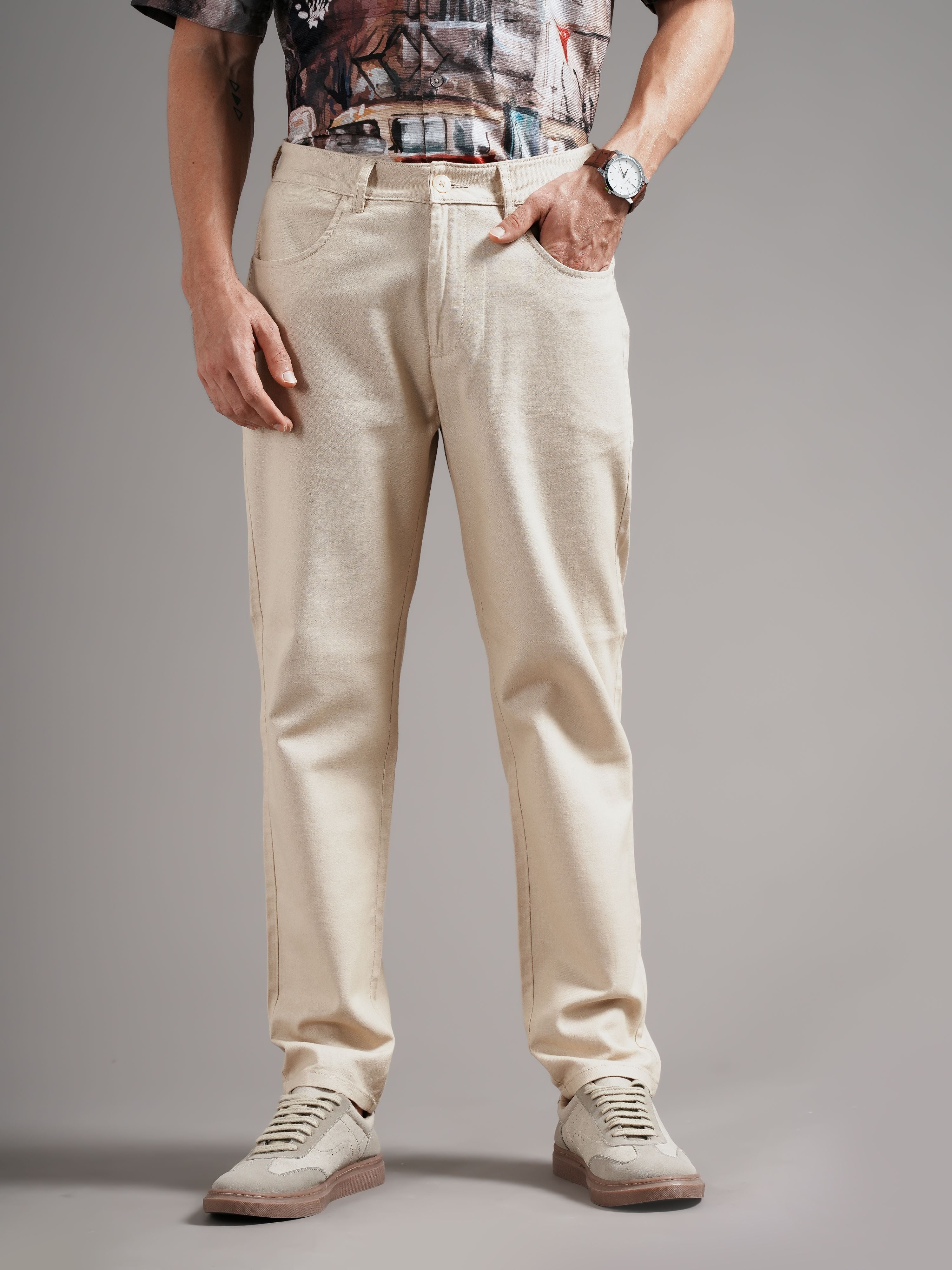 Men Tailored Low-Rise Trousers