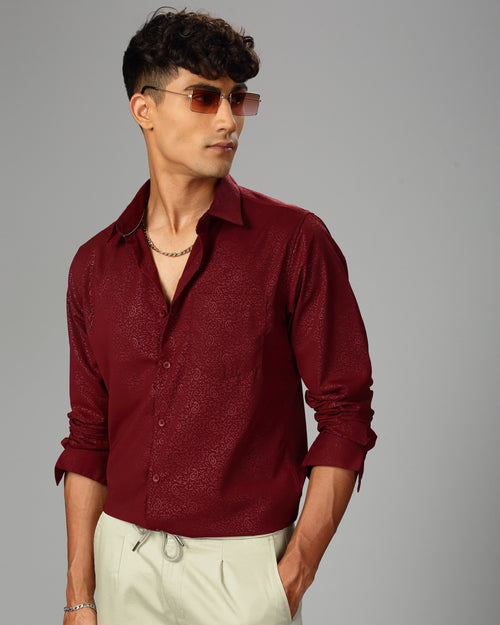 Men Classic Slim Fit Ethnic Motifs Printed Satin Casual Shirt