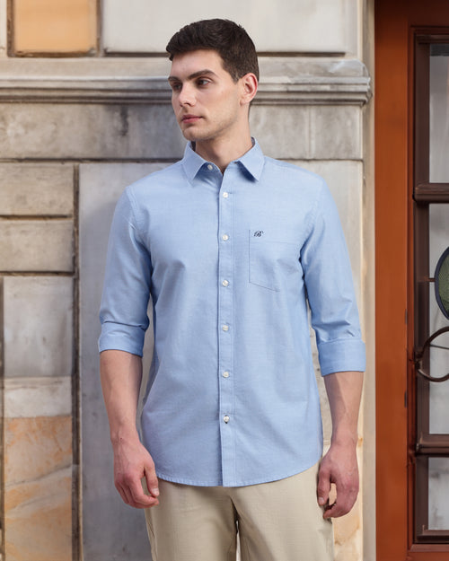 Men Slim Fit Oxford Cotton Casual Shirt