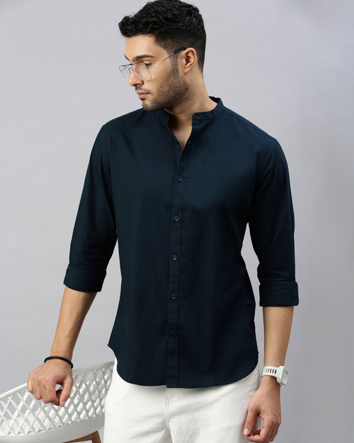 MEN'S SOLID SHIRT WITH MANDARIN COLLAR