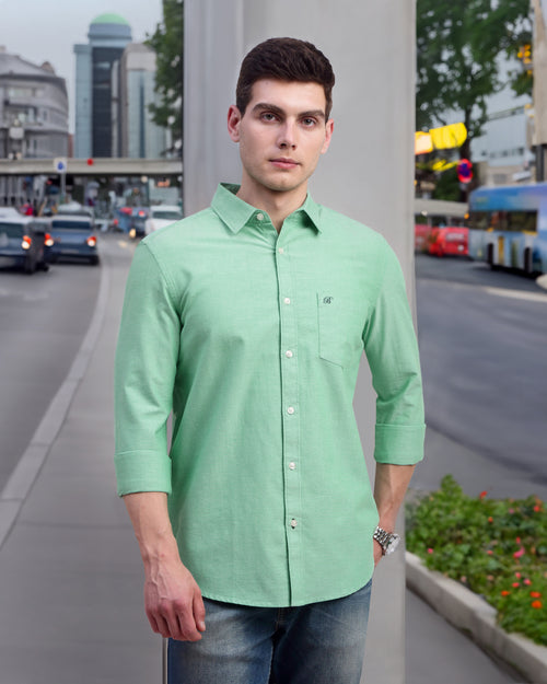 Men Slim Fit Oxford Cotton Casual Shirt