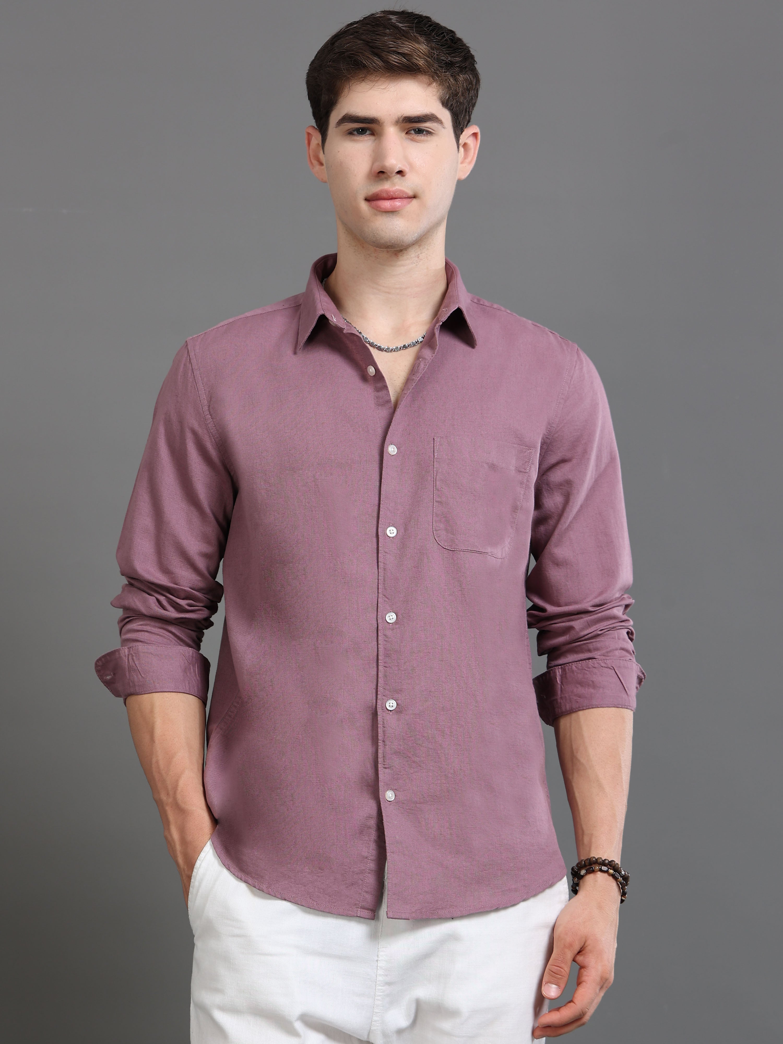 Men Smart Cotton Linen Slim Fit Shirt