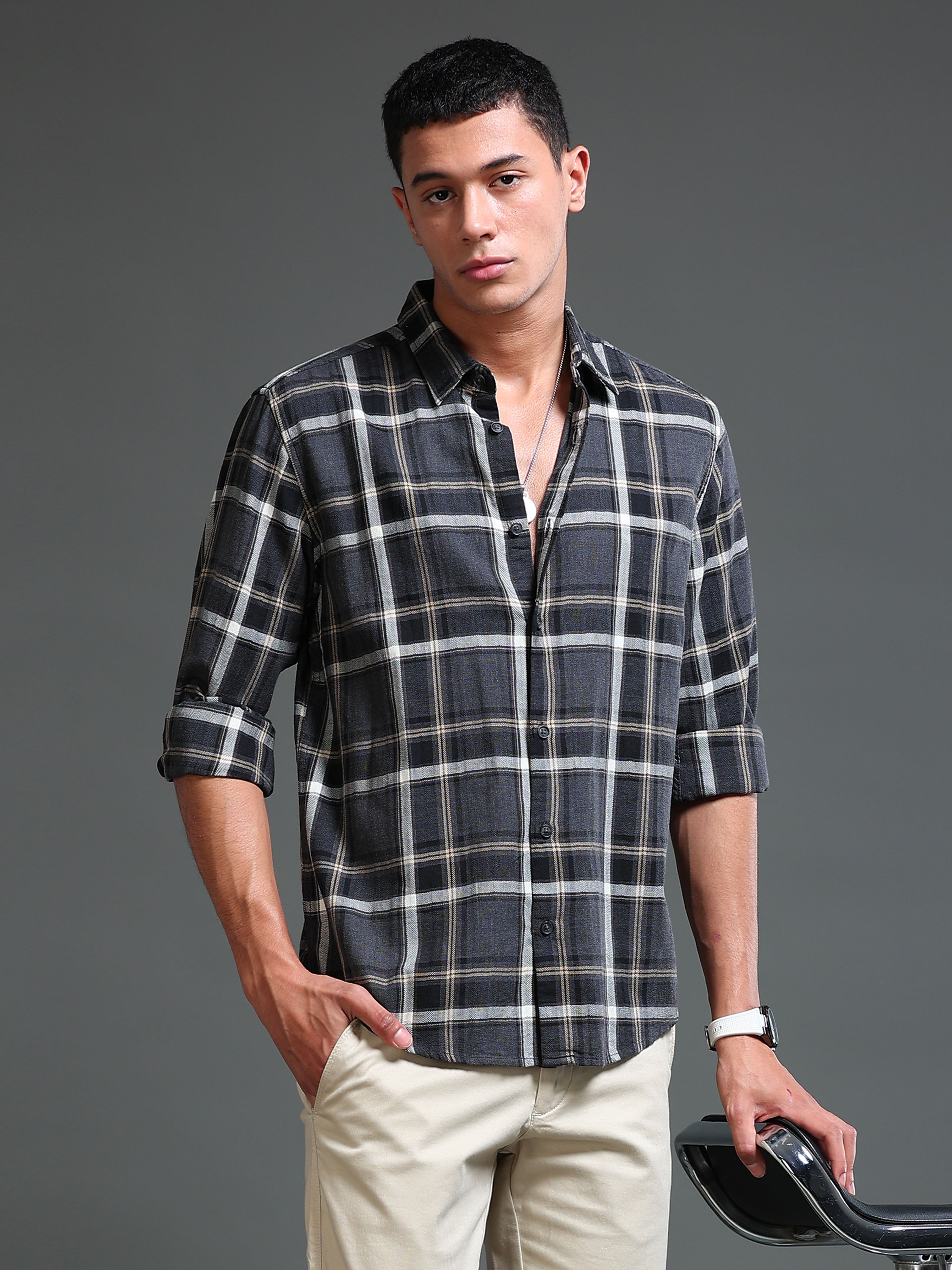 Men's Black Checks Shirt