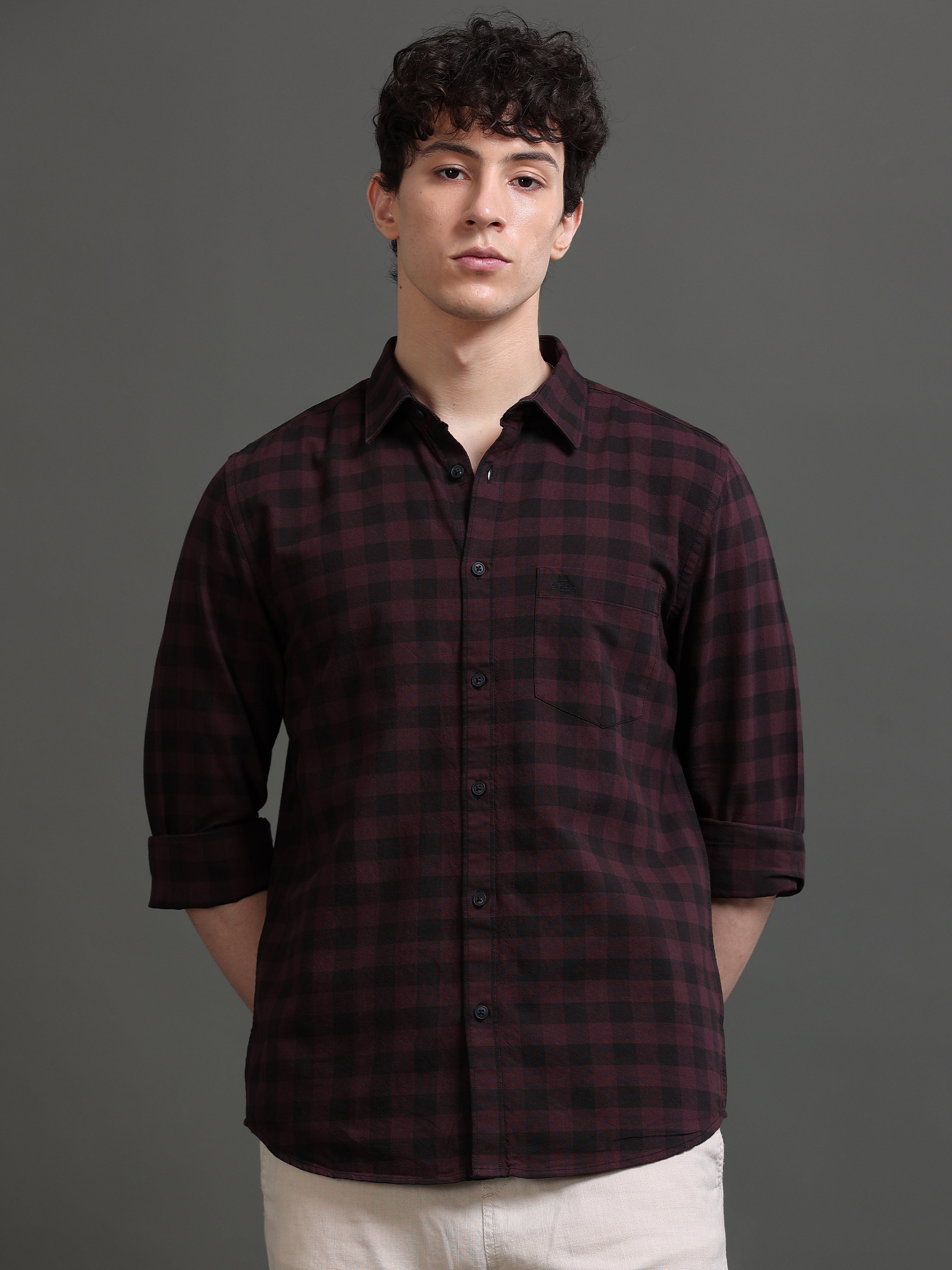 Men Smart Slim Fit Gingham Checks Checked Casual Shirt
