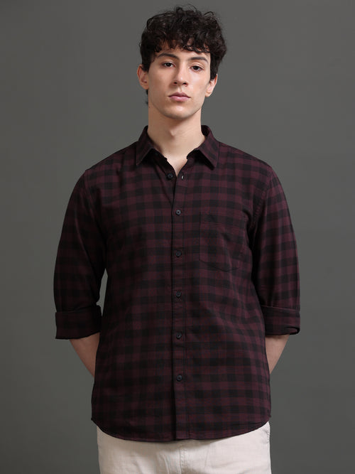 Men Smart Slim Fit Gingham Checks Checked Casual Shirt