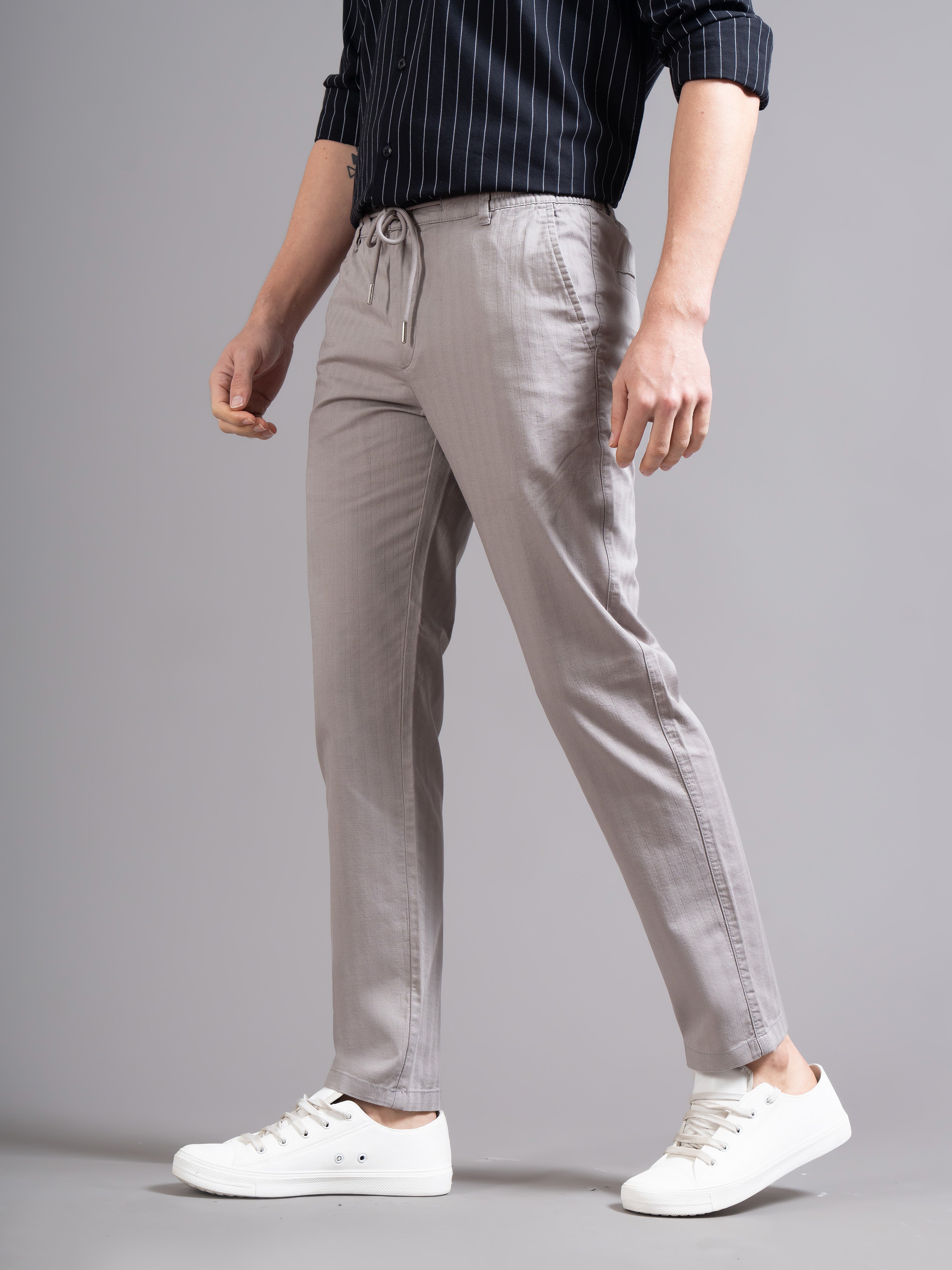 Men Ankle Fit Smart Slim Fit Low-Rise Regular Trousers