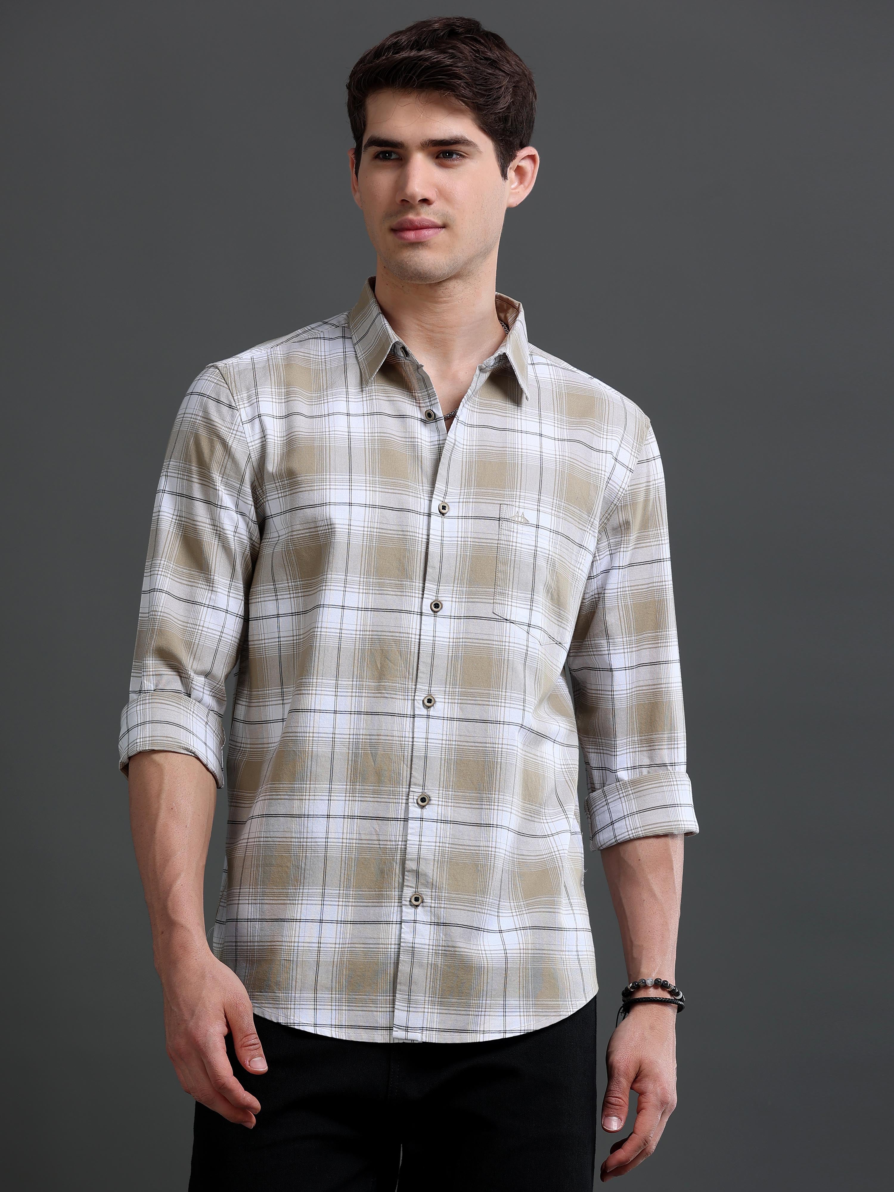 Men's Slim Fit Checked Cotton Shirt