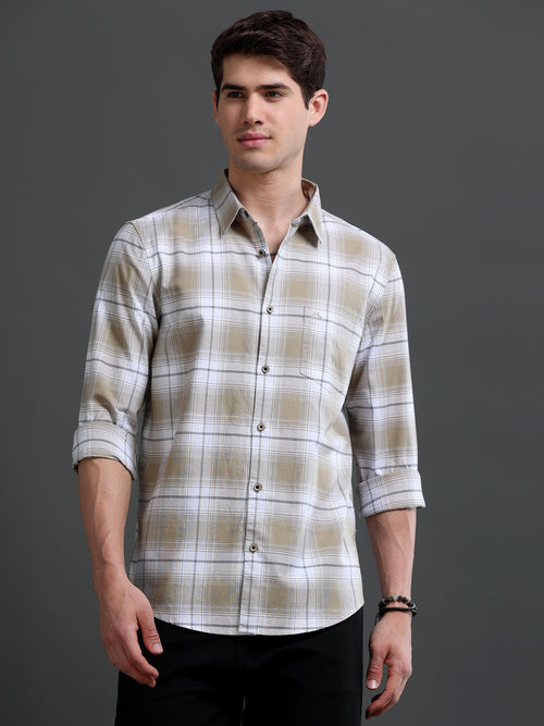 Men's Slim Fit Checked Cotton Shirt