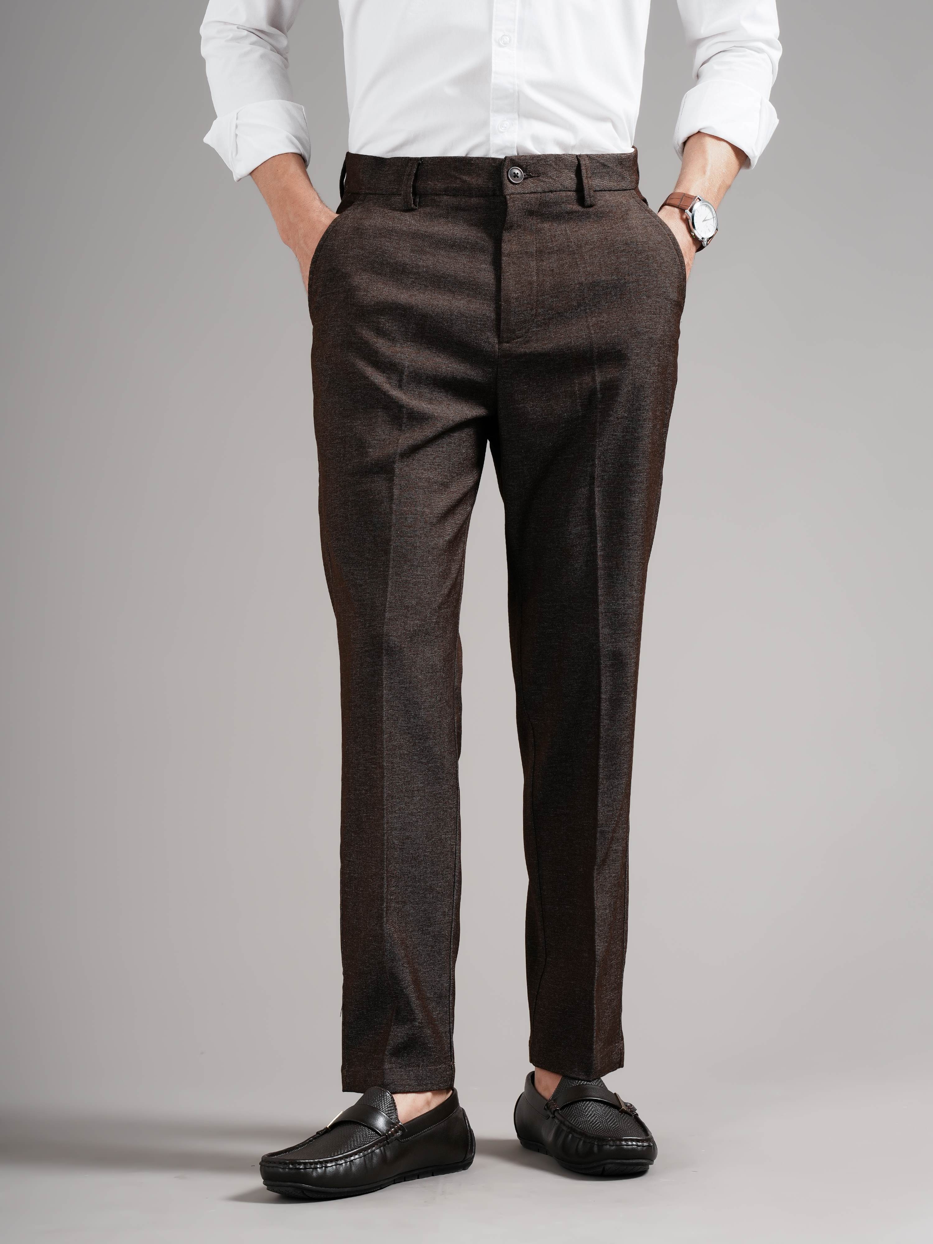 Men Tailored Straight Fit Low-Rise Trousers