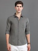 Men Smart Cotton Linen Slim Fit Shirt