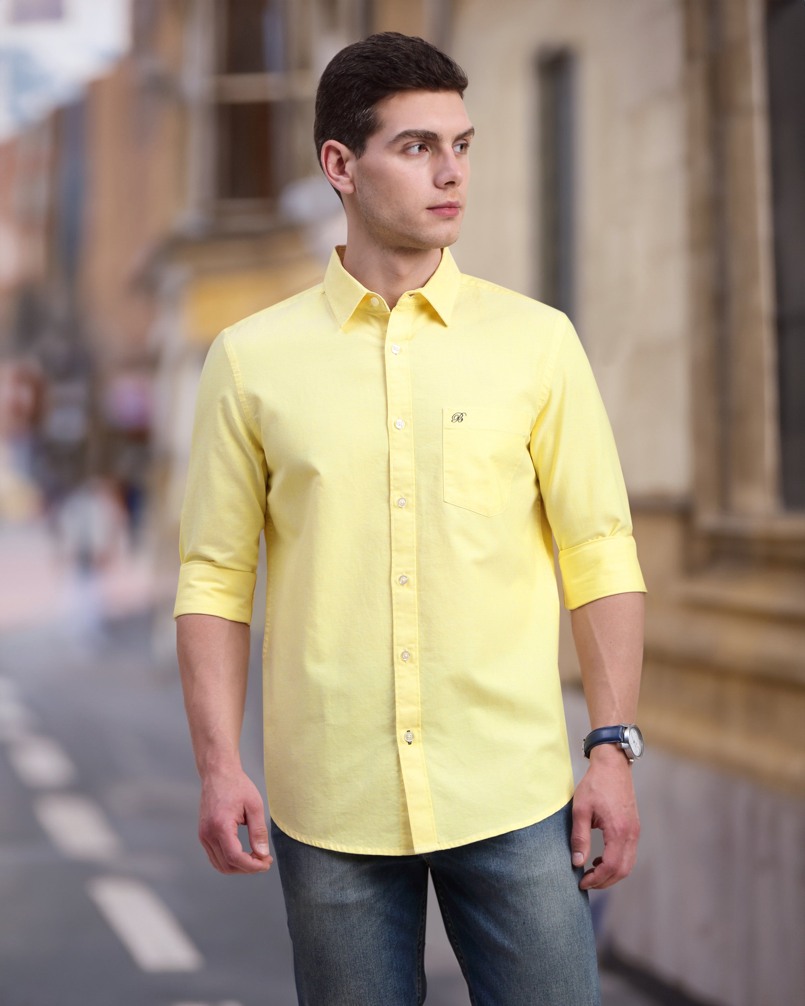 Men Slim Fit Oxford Cotton Casual Shirt