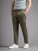 Men Smart Slim Fit Mid-Rise Chinos Trousers