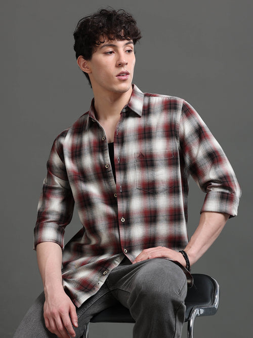 Men Smart Slim Fit Tartan Checks Checked Casual Shirt