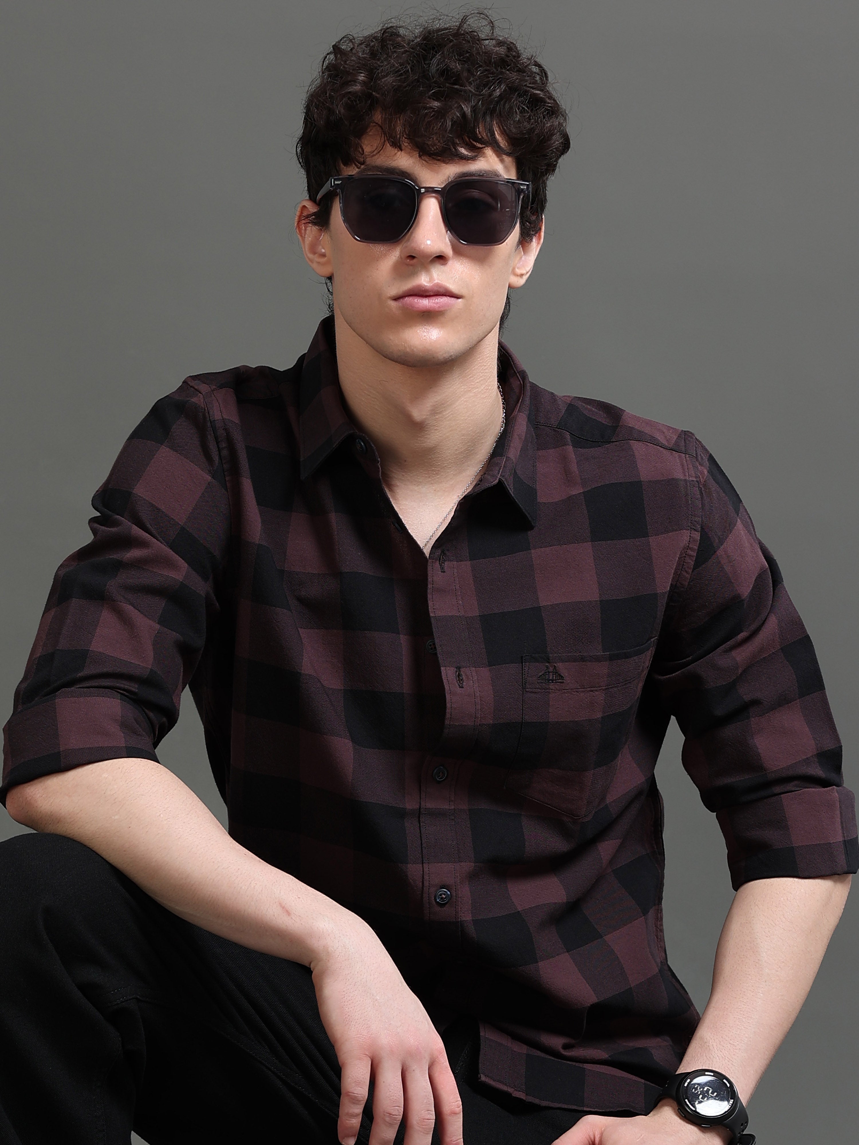 Men Smart Slim Fit Buffalo Checks Checked Casual Shirt