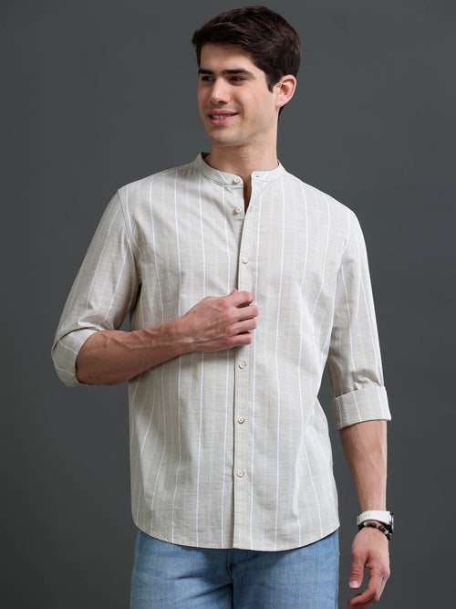 Men's Slim Fit Stripes Cotton Shirt
