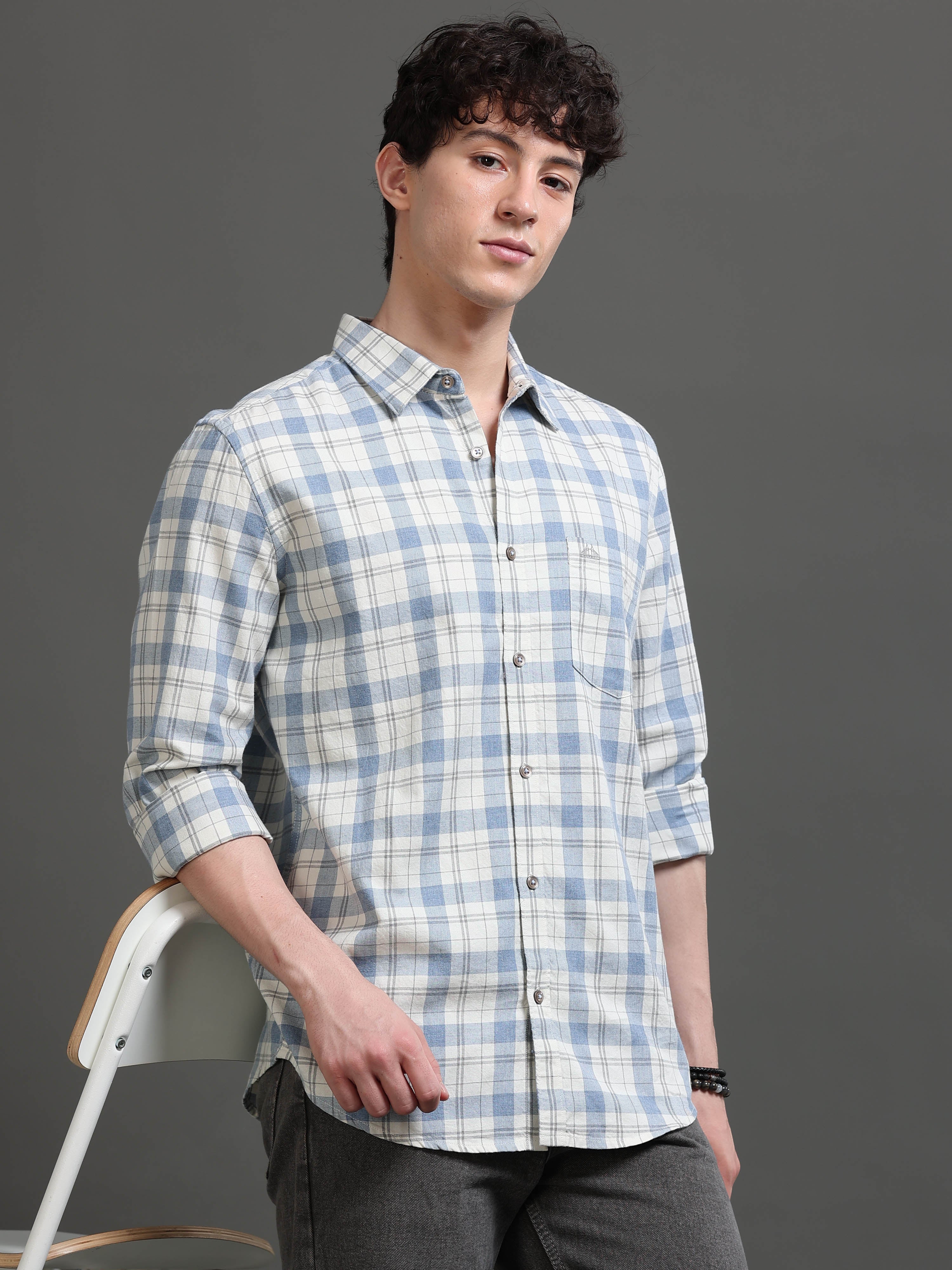 Men Smart Slim Fit Gingham Checks Checked Casual Shirt