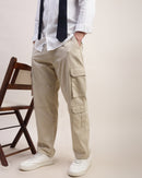 Men Comfort Straight Fit Low-Rise Cargos Trouser
