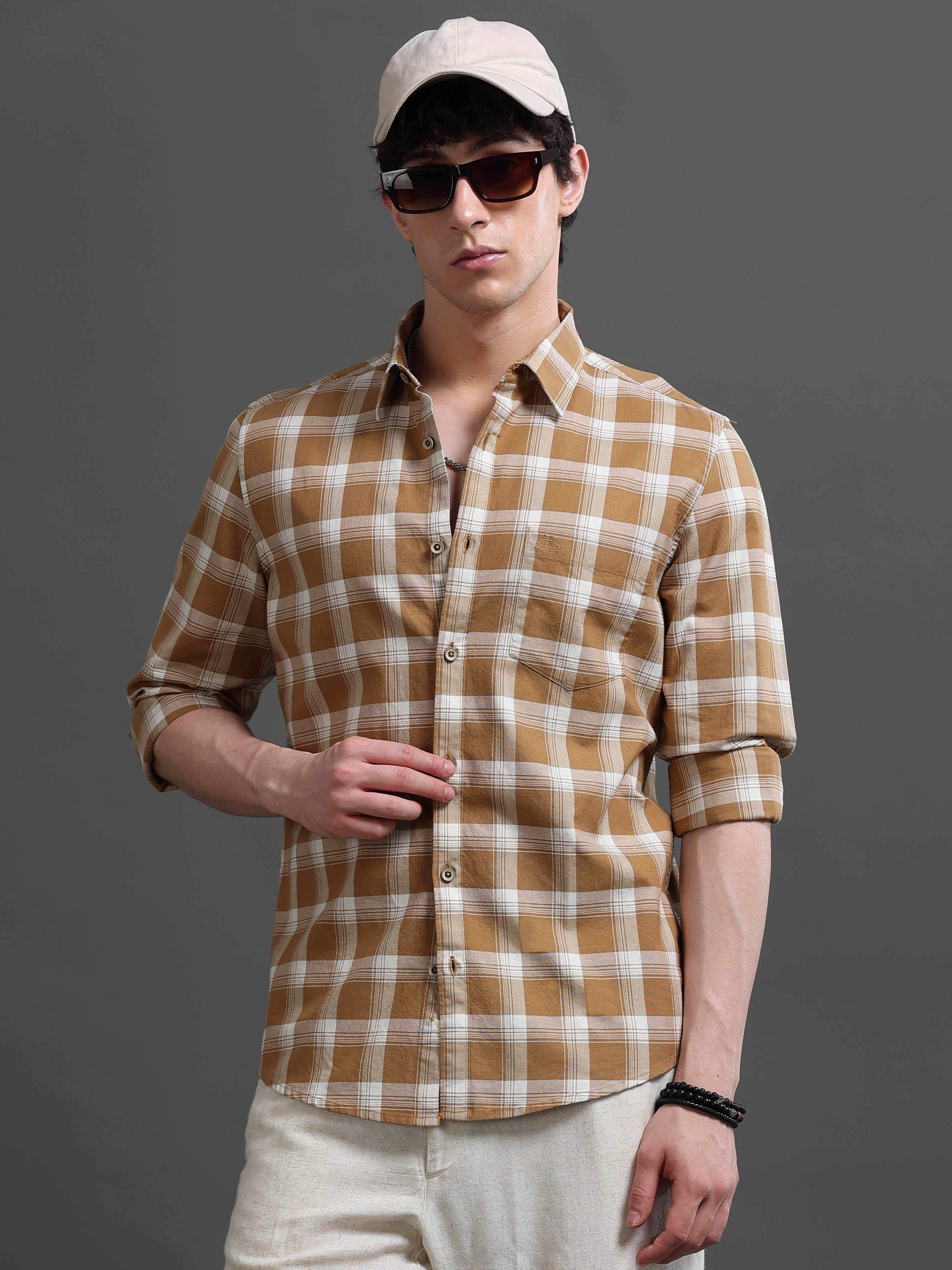 Men Smart Slim Fit Checked Casual Shirt