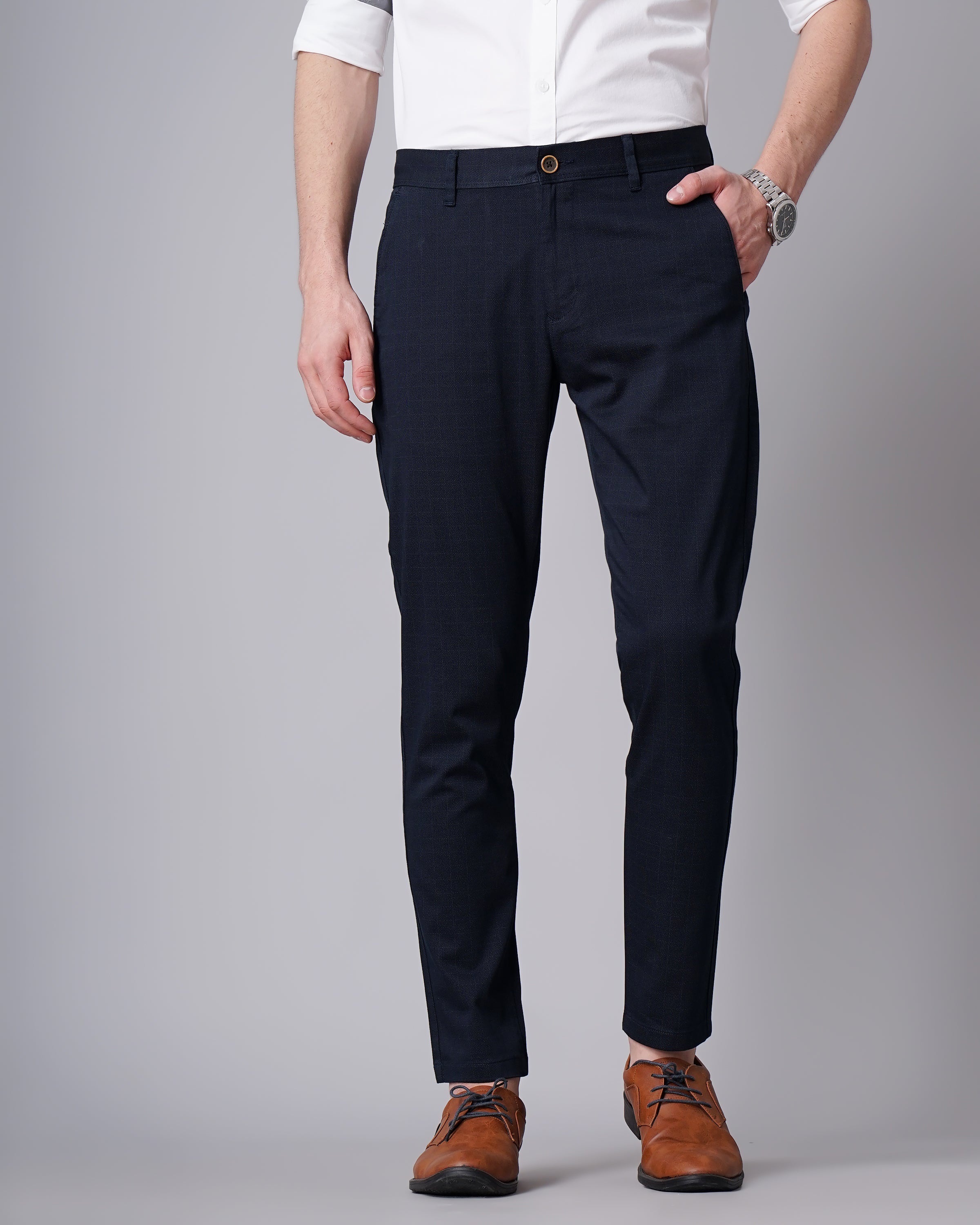Slim Fit Flat-Front Trousers