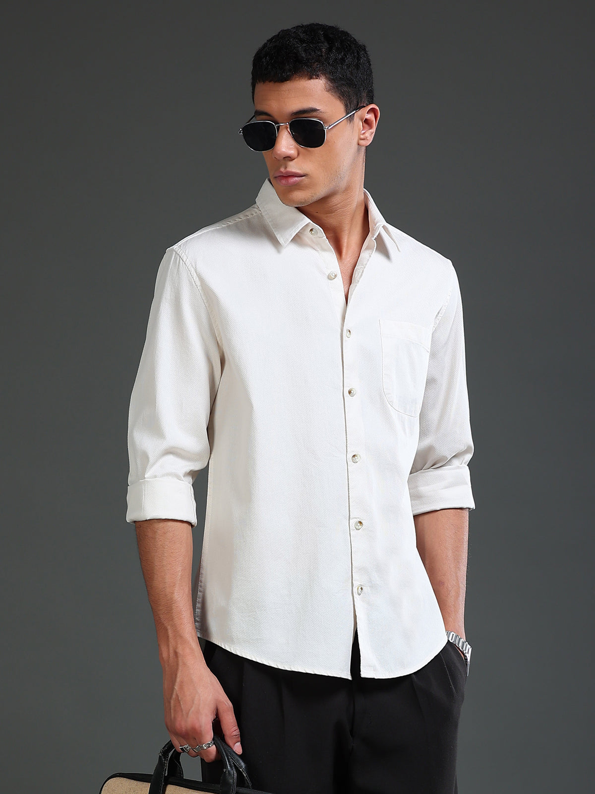 Men Dobby Solid Shirts