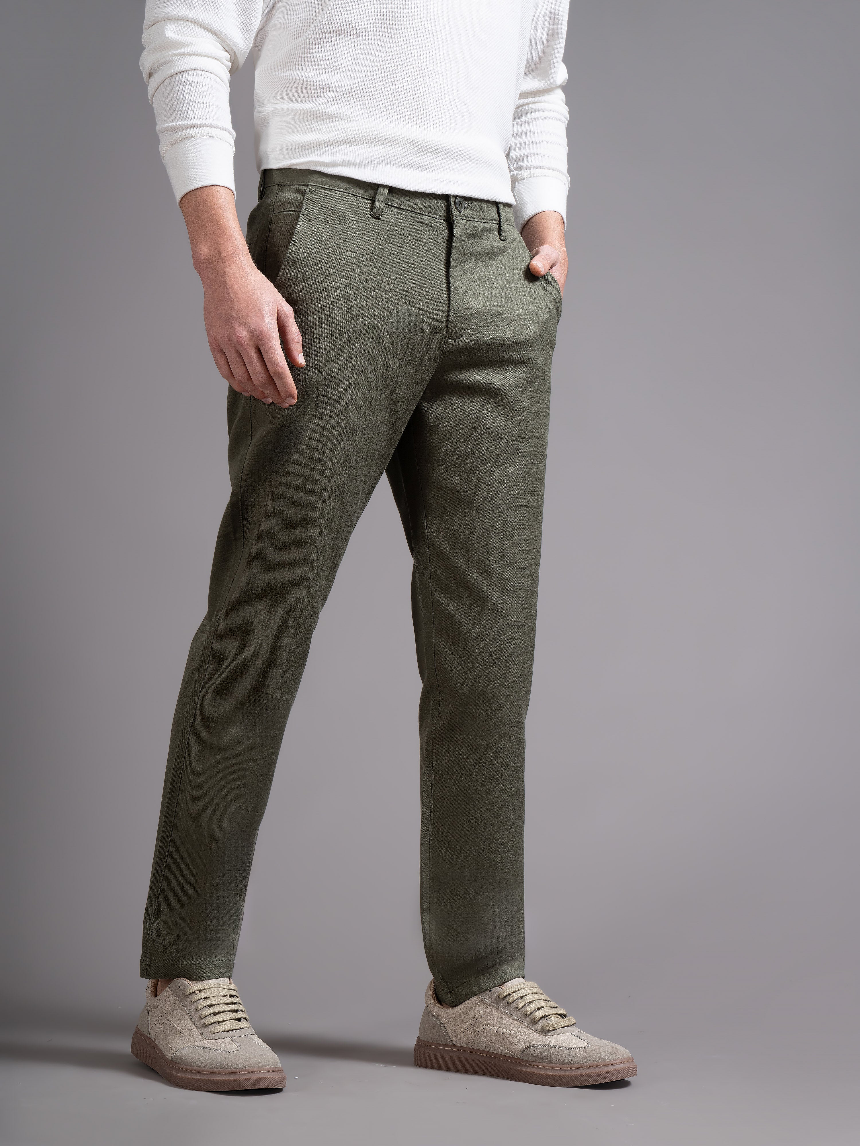 Men Slim Fit Low-Rise Chinos