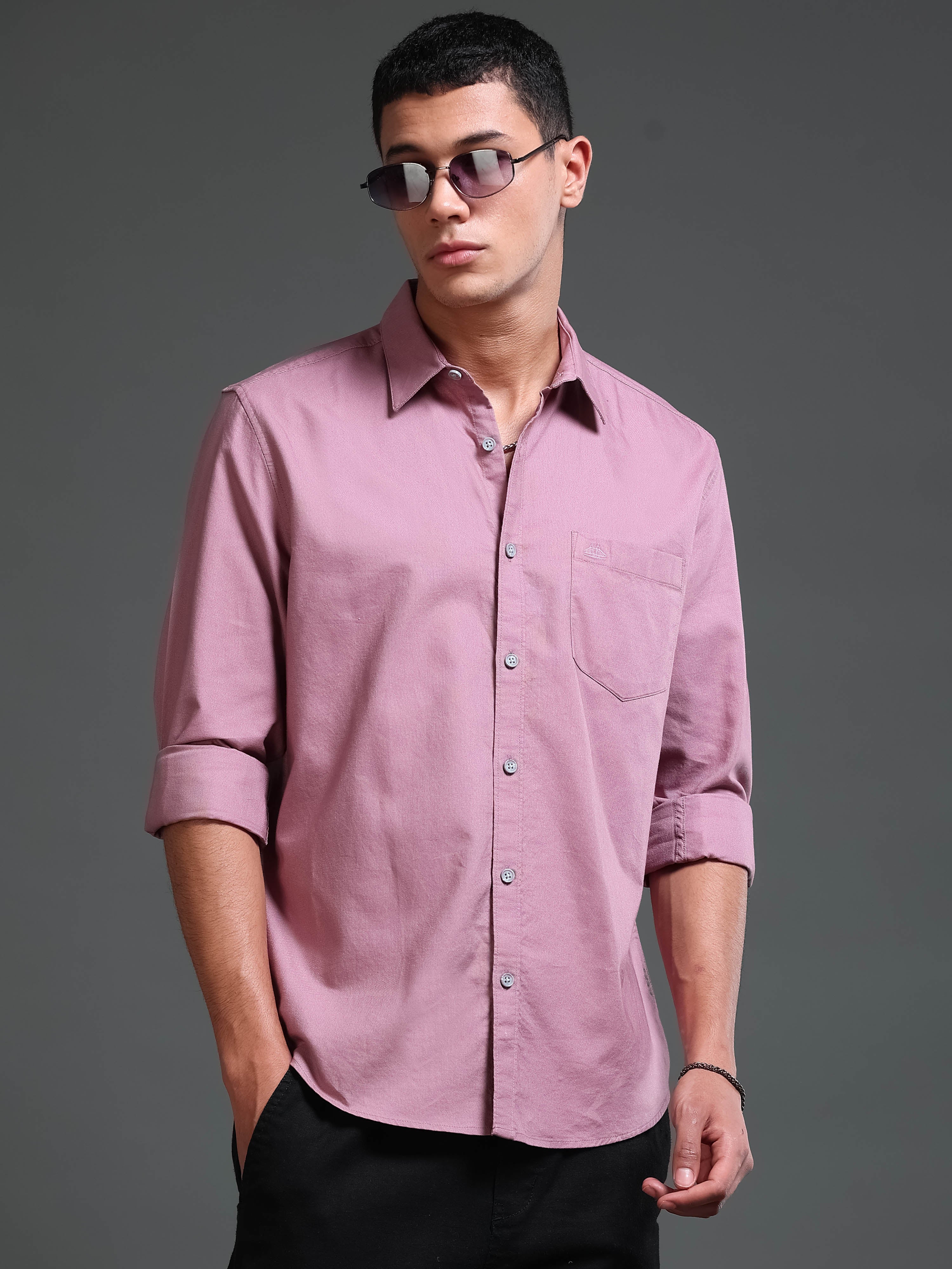 Men Premium Mauve Oxford Solid