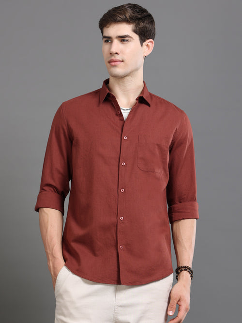 Men Smart Cotton Linen Slim Fit Shirt