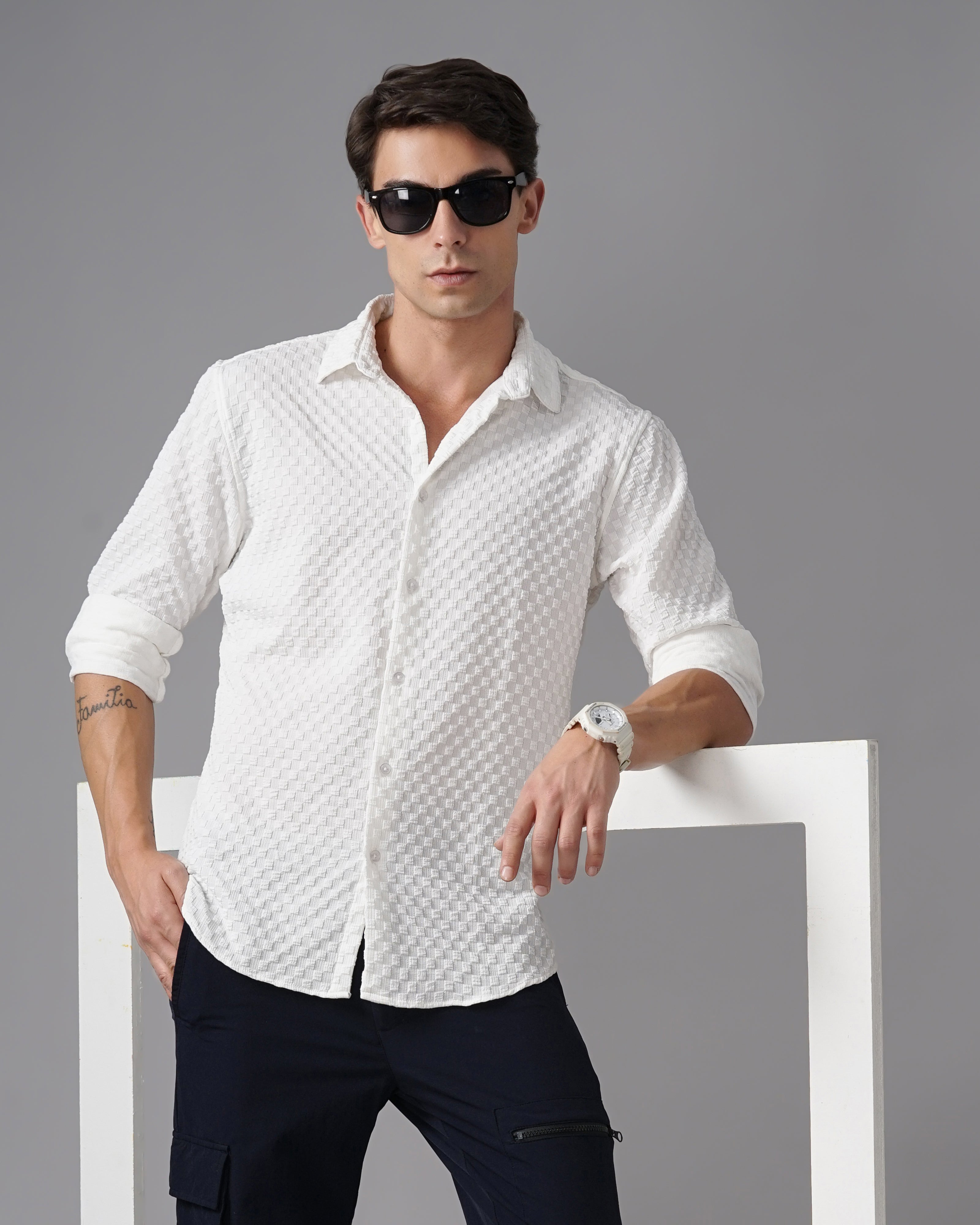 men's self design shirt