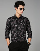Smart Slim Fit Floral Printed Spread Collar Cotton Casual Shirt