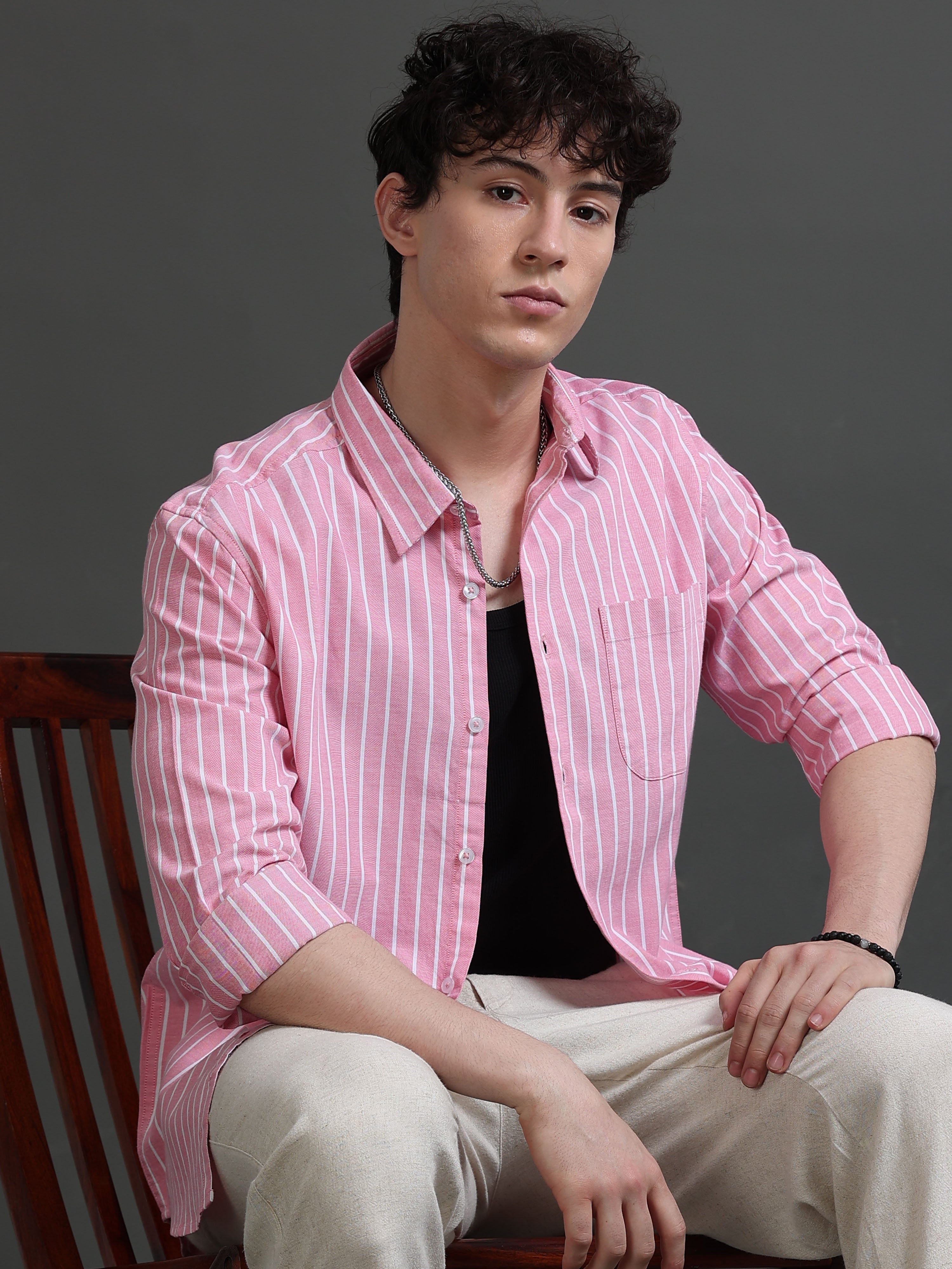 Men Smart Slim Fit Striped Casual Shirt