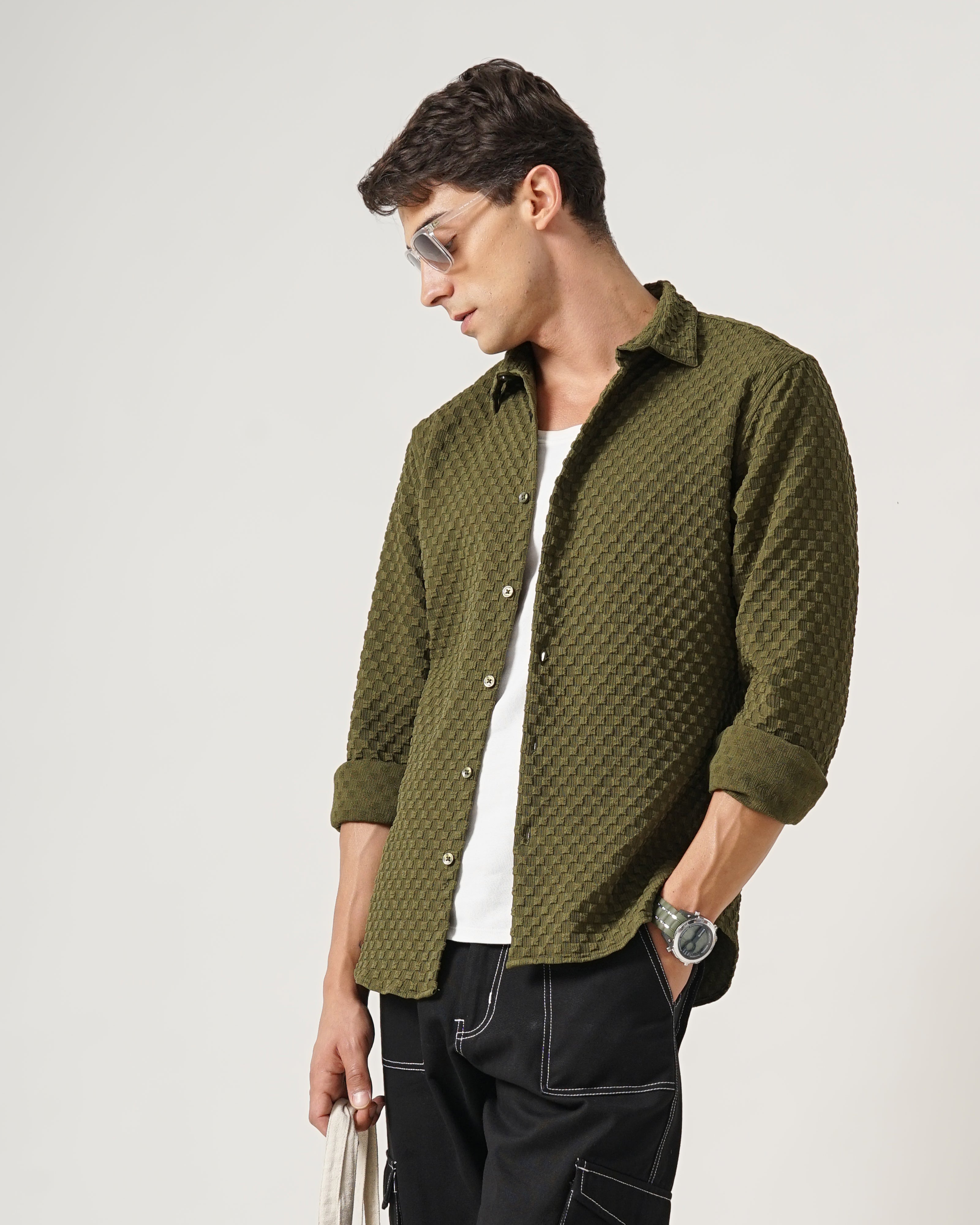 men's self design shirt