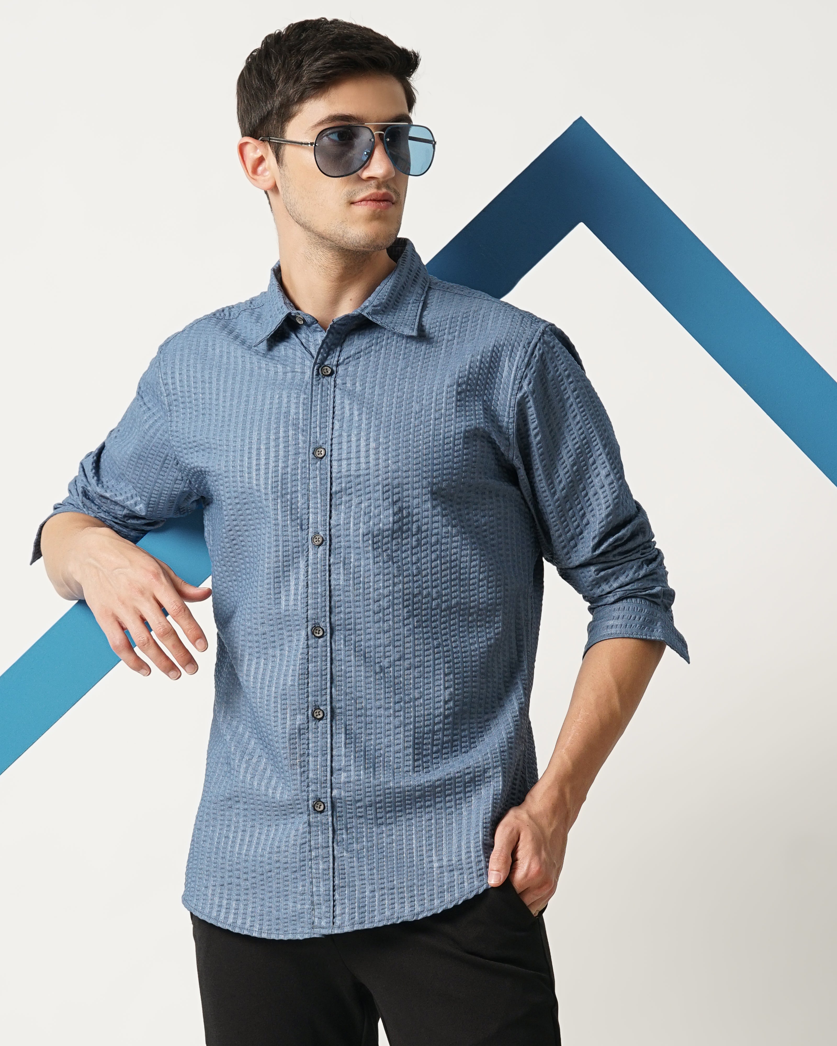 Men Regular Fit Seersucker Shirt