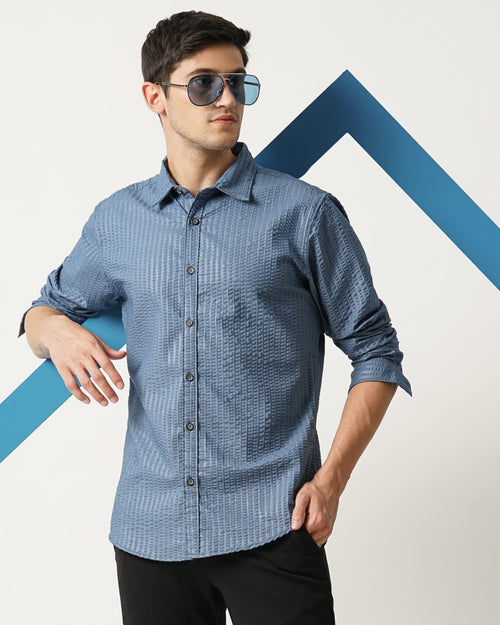 Men Regular Fit Seersucker Shirt