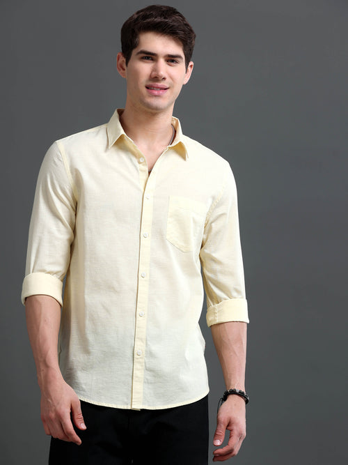Men's Slub Slim Fit Solid Shirt