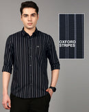 Men Comfort Fit Vertical Striped Spread Collar Cotton Casual Shirt