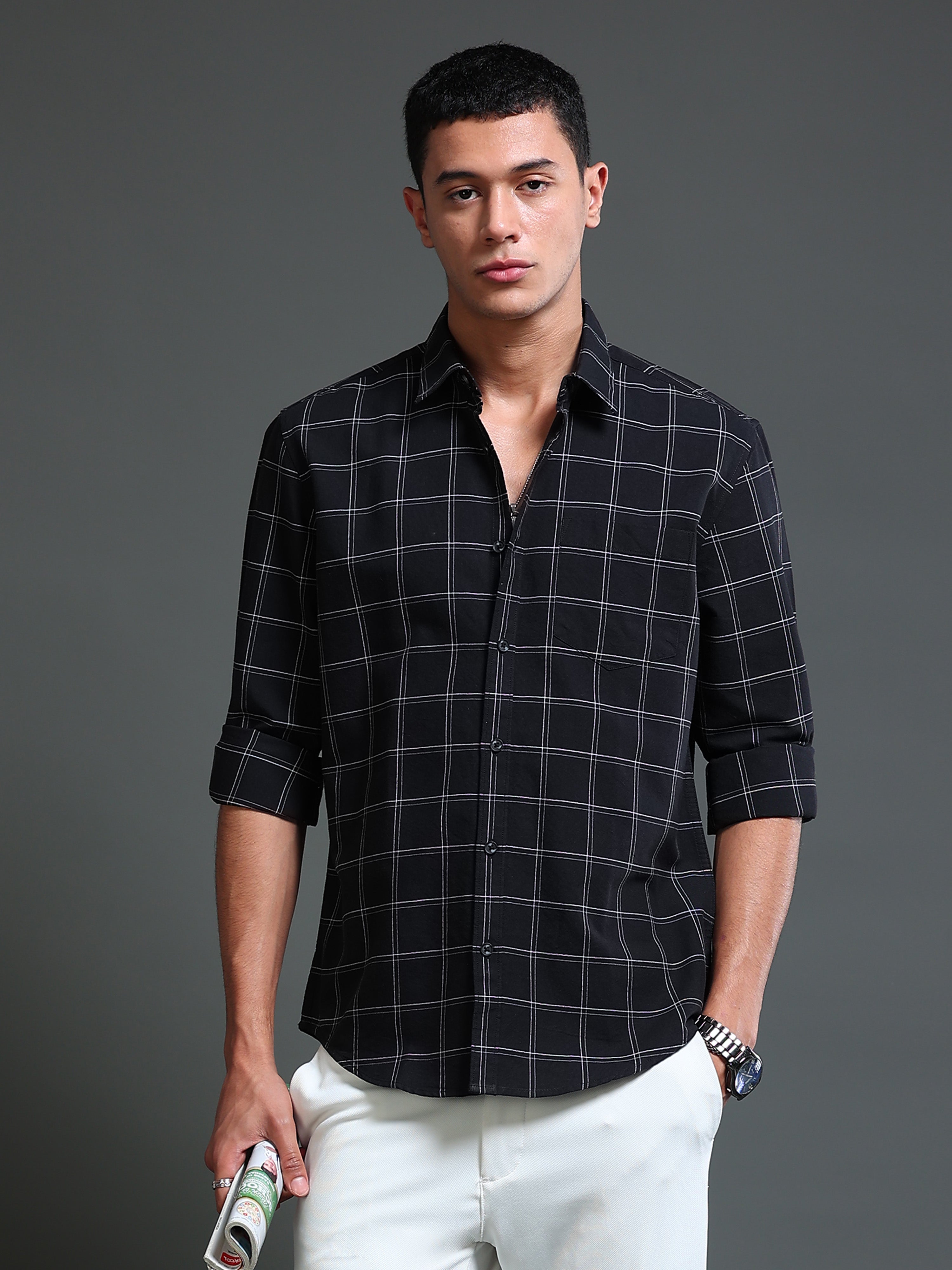 Men's Premium Oxford Black Checks Shirt