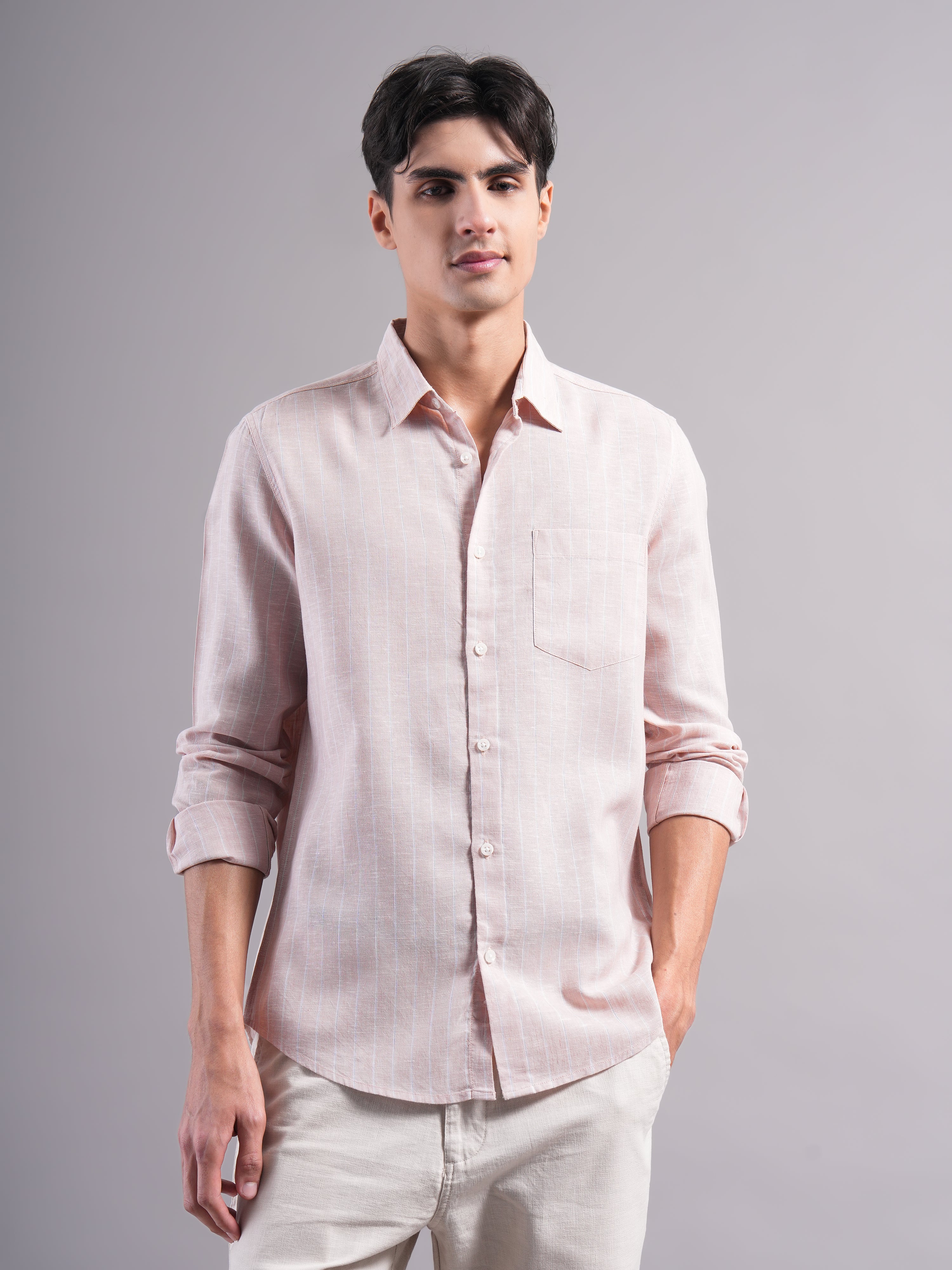 Men Smart Slim Fit Striped Casual Shirt