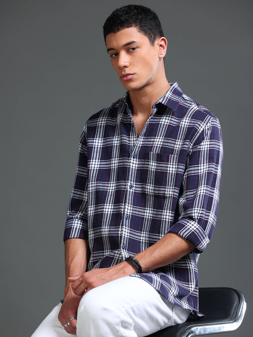 Men Herringbone Checks Shirts
