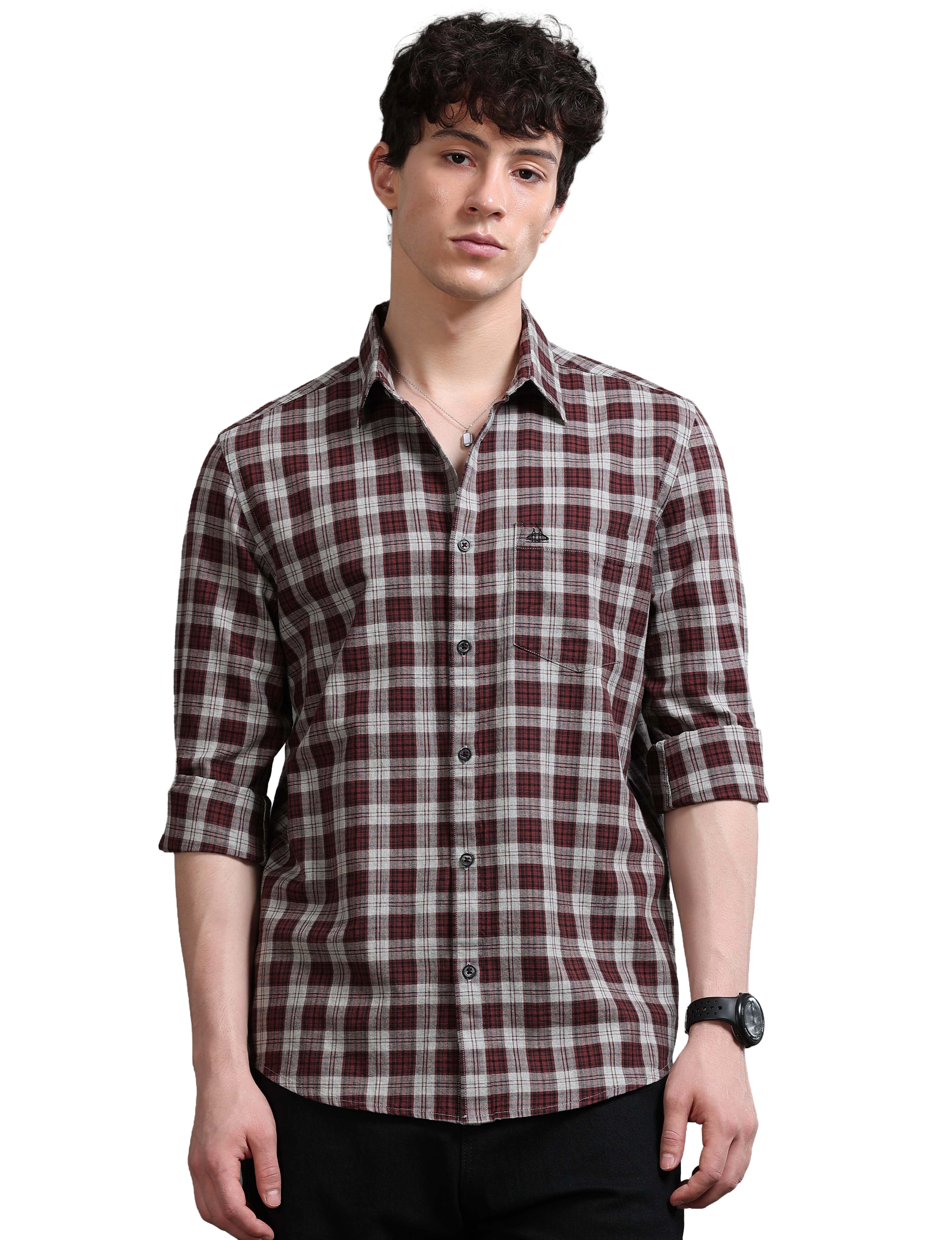 Men Smart Slim Fit Tartan Checks Checked Casual Shirt