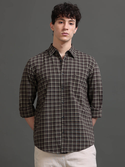 Men Smart Slim Fit Tartan Checks Checked Casual Shirt