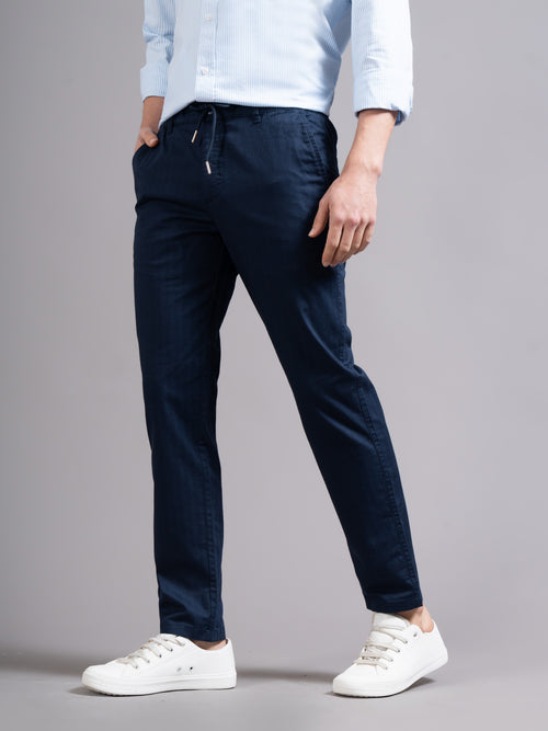 Men Ankle  Fit Smart Slim Fit Low-Rise Regular Trousers