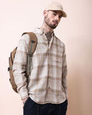 Men Comfort Button-Down Collar Tartan Checked Cotton Casual Shirt