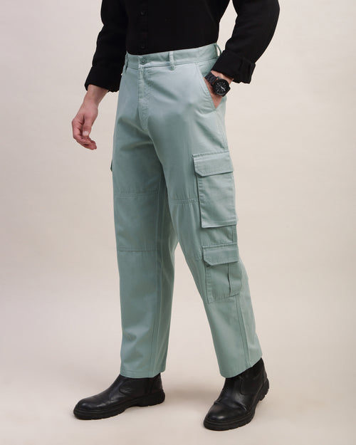 Men Comfort Straight Fit Mid-Rise Cargos Trousers