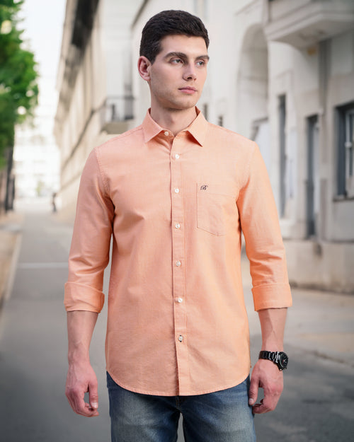 Men Slim Fit Oxford Cotton Casual Shirt