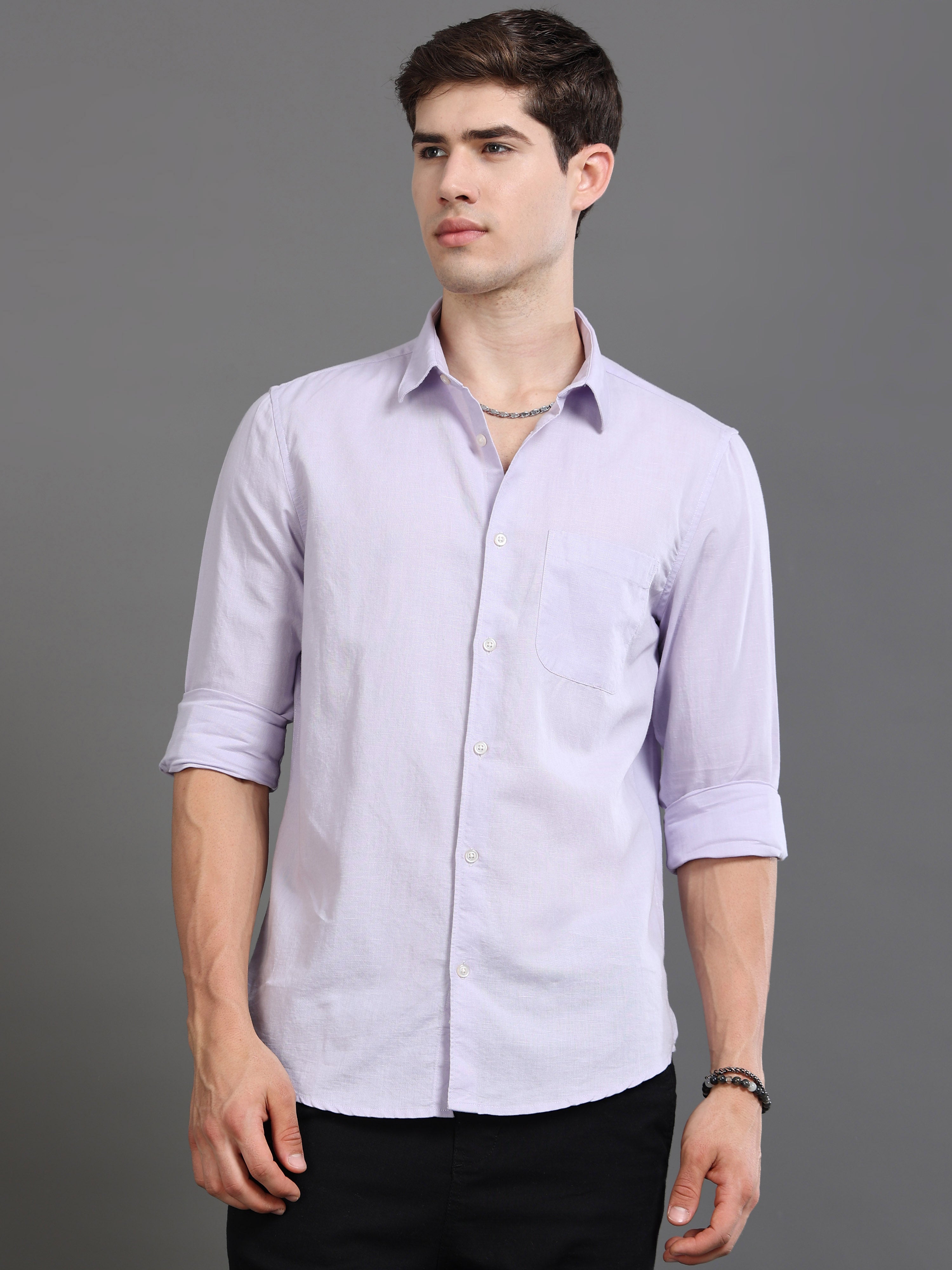 Men Smart Cotton Linen Slim Fit Shirt