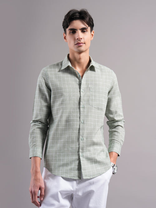 Men Smart Slim Fit Windowpane Checks Checked Casual Shirt